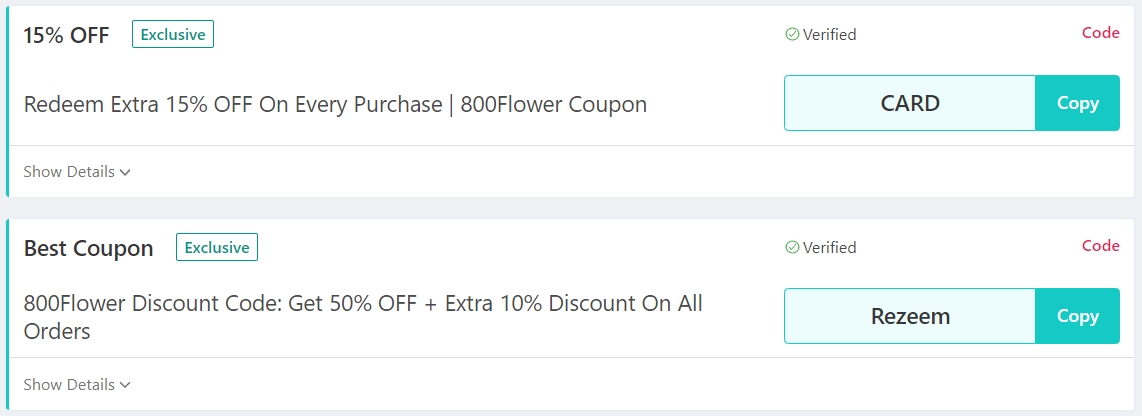 Rezeem 800Flower Coupon Codes