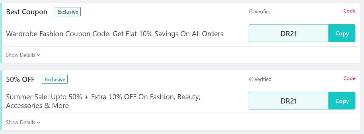 Rezeem Wardrobe Fashion Coupon Code
