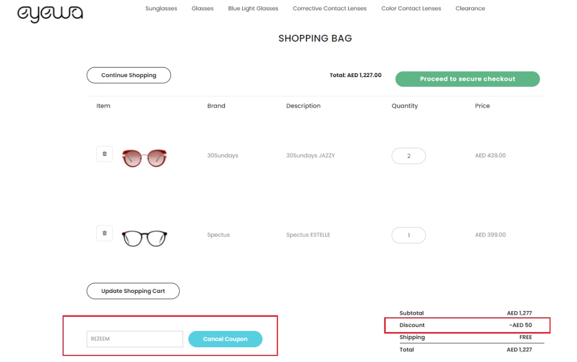 Apply Eyewa Discount code at Checkout