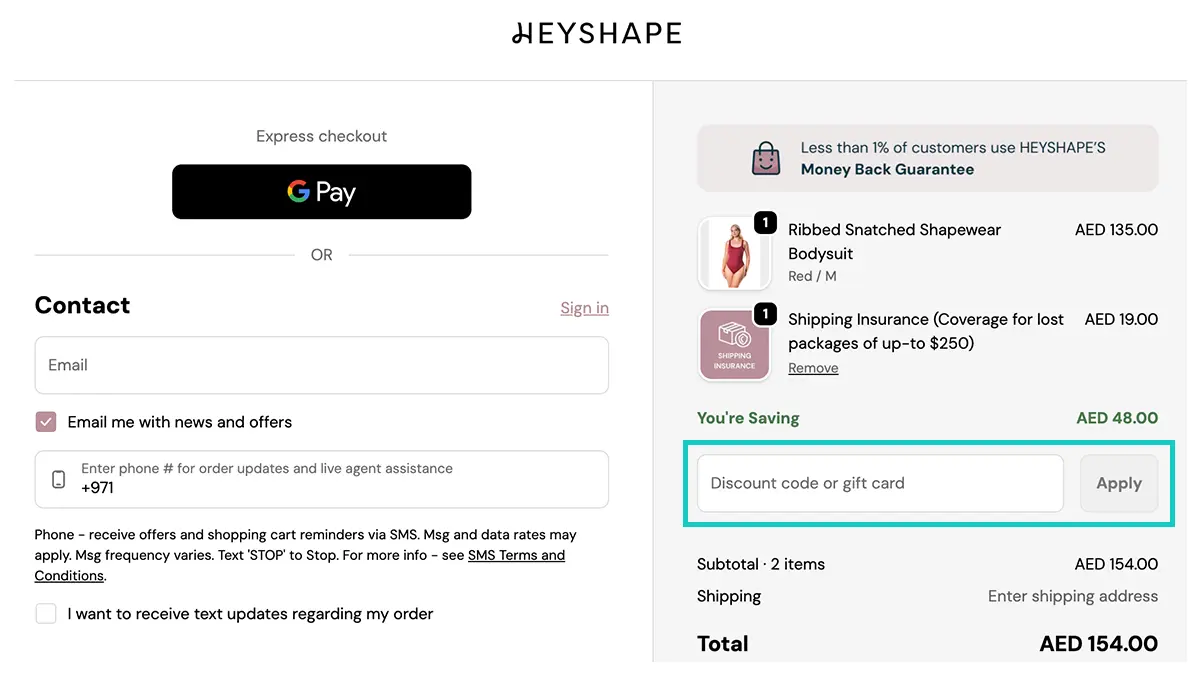 apply heyshape discount code