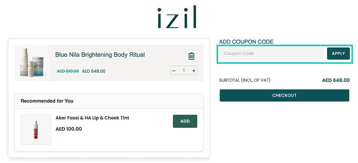 apply izil coupon code