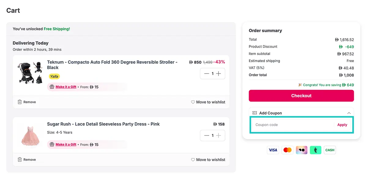 apply mumzworld coupon code