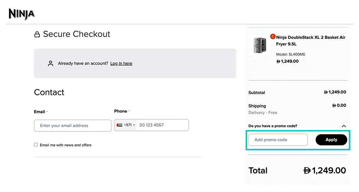 apply ninja kitchen promo code
