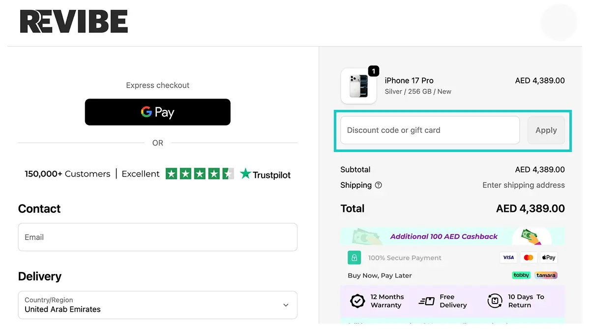apply revibe discount code