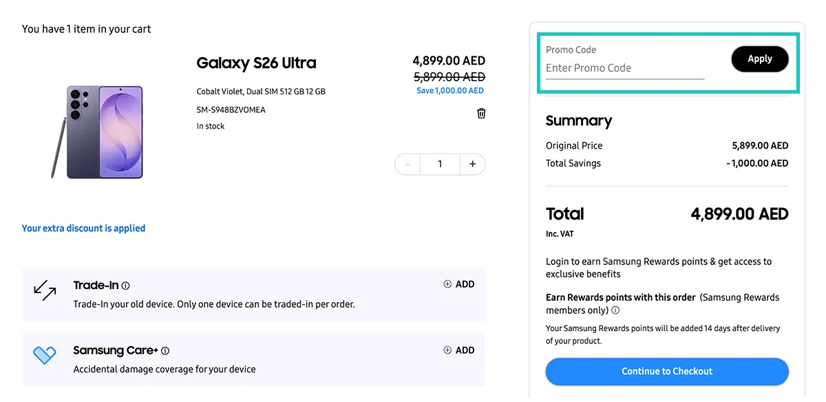 apply samsung promo code
