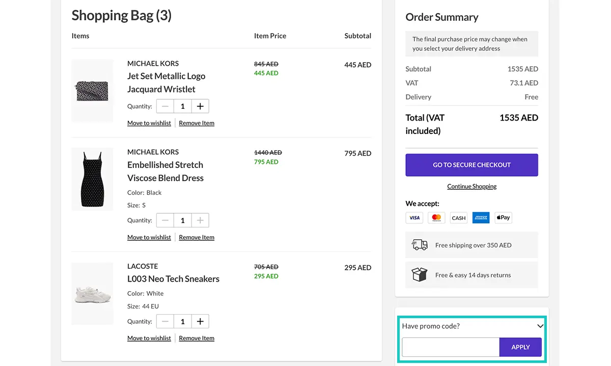 apply the deal promo code