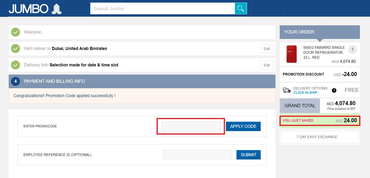 Jumbo Checkout Page