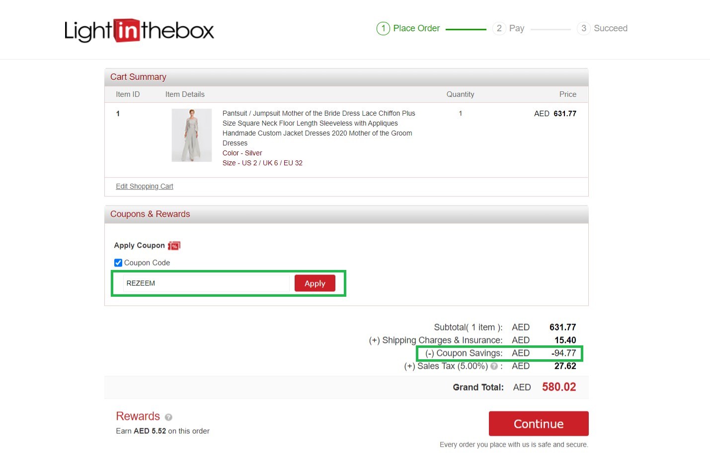 Apply Light In TheBox coupon code