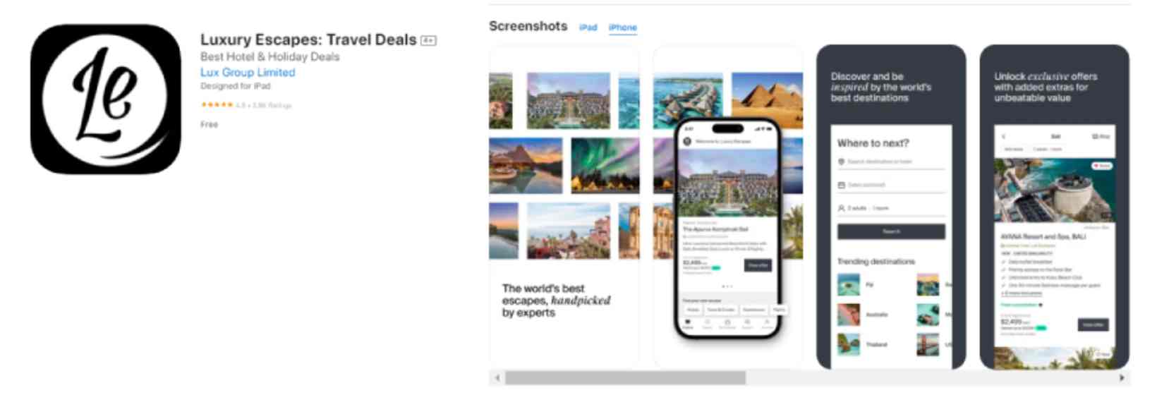 Luxury Escapes app offer