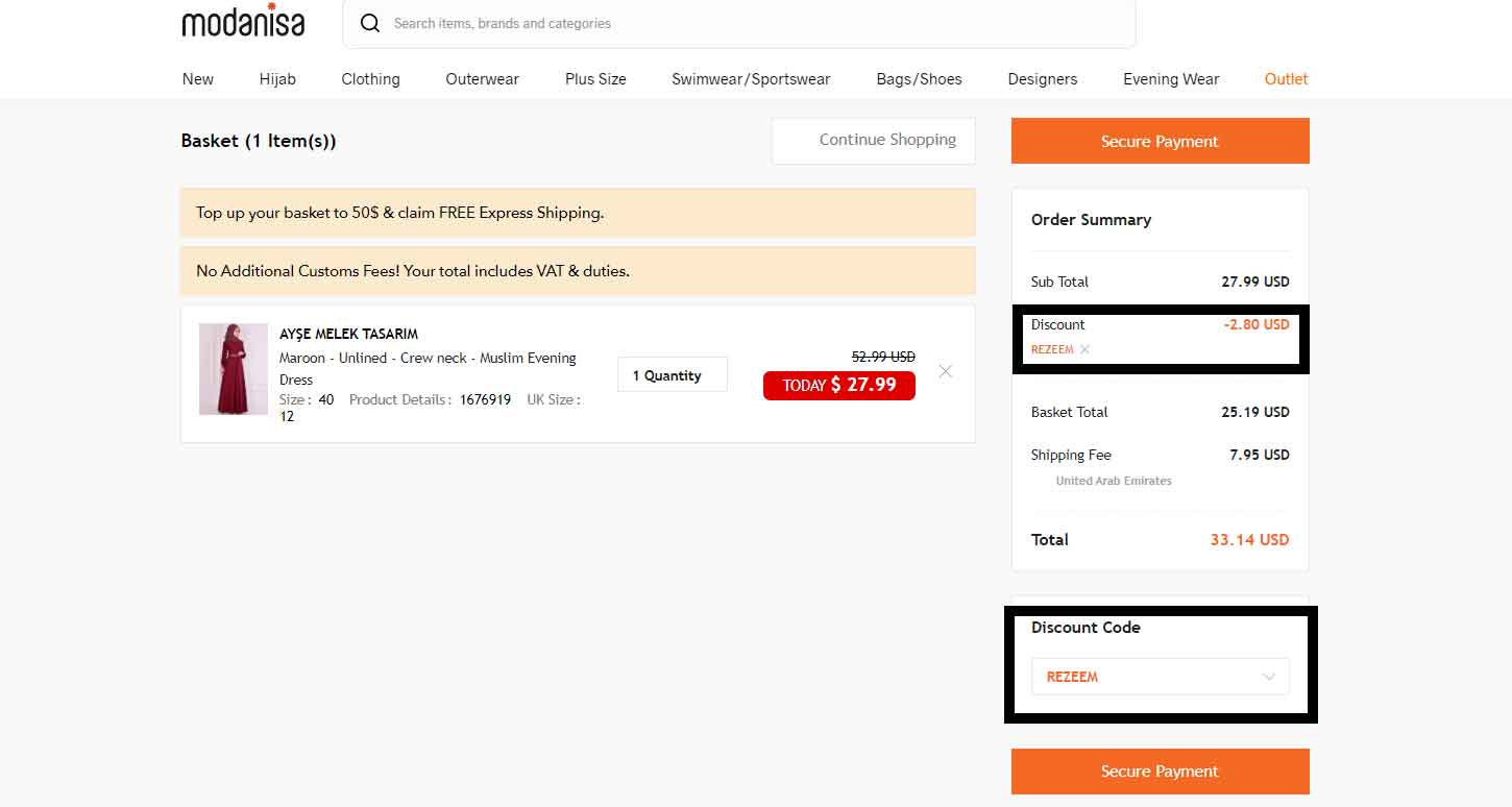 Apply Modanisa Discount Coupon at Checkout
