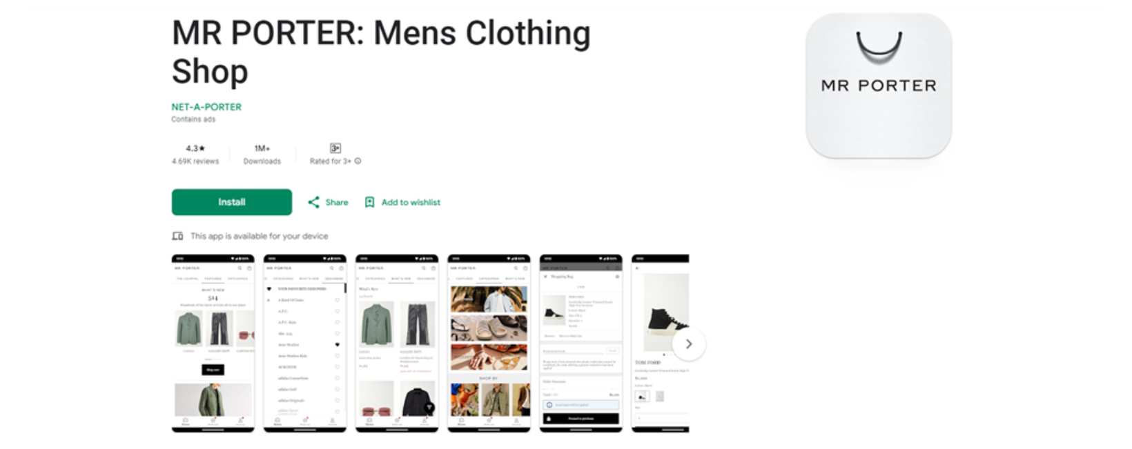 Mr Porter app offer