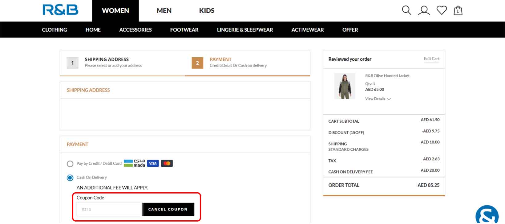 Apply R&B Coupon Code at Checkout