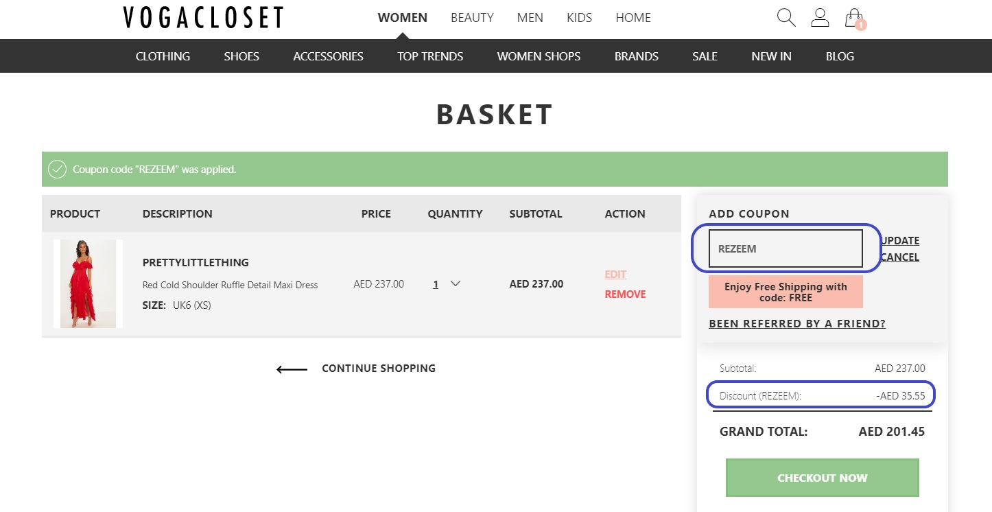 Apply Vogacloset Coupon Code