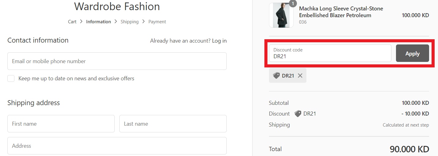 Apply Wardrobe Fashion Discount Code